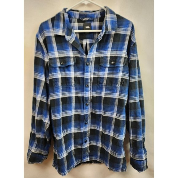 Vans Other - Vans off The Wall Blue Black Plaid Long Sleeve Button Up Flannel Shirt XL